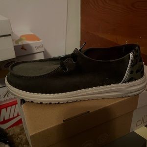 Hey Dude Wendy shoes. The color is Winter Moss.